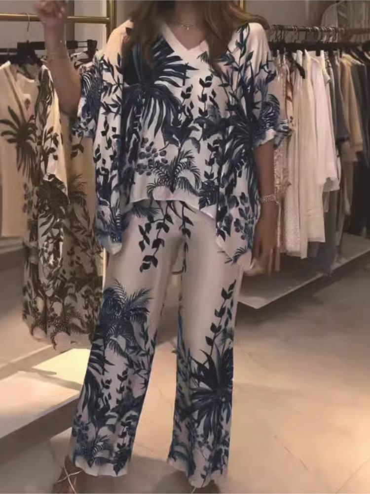 Romper Floral Print - Elegante terno de escritório feminino com
