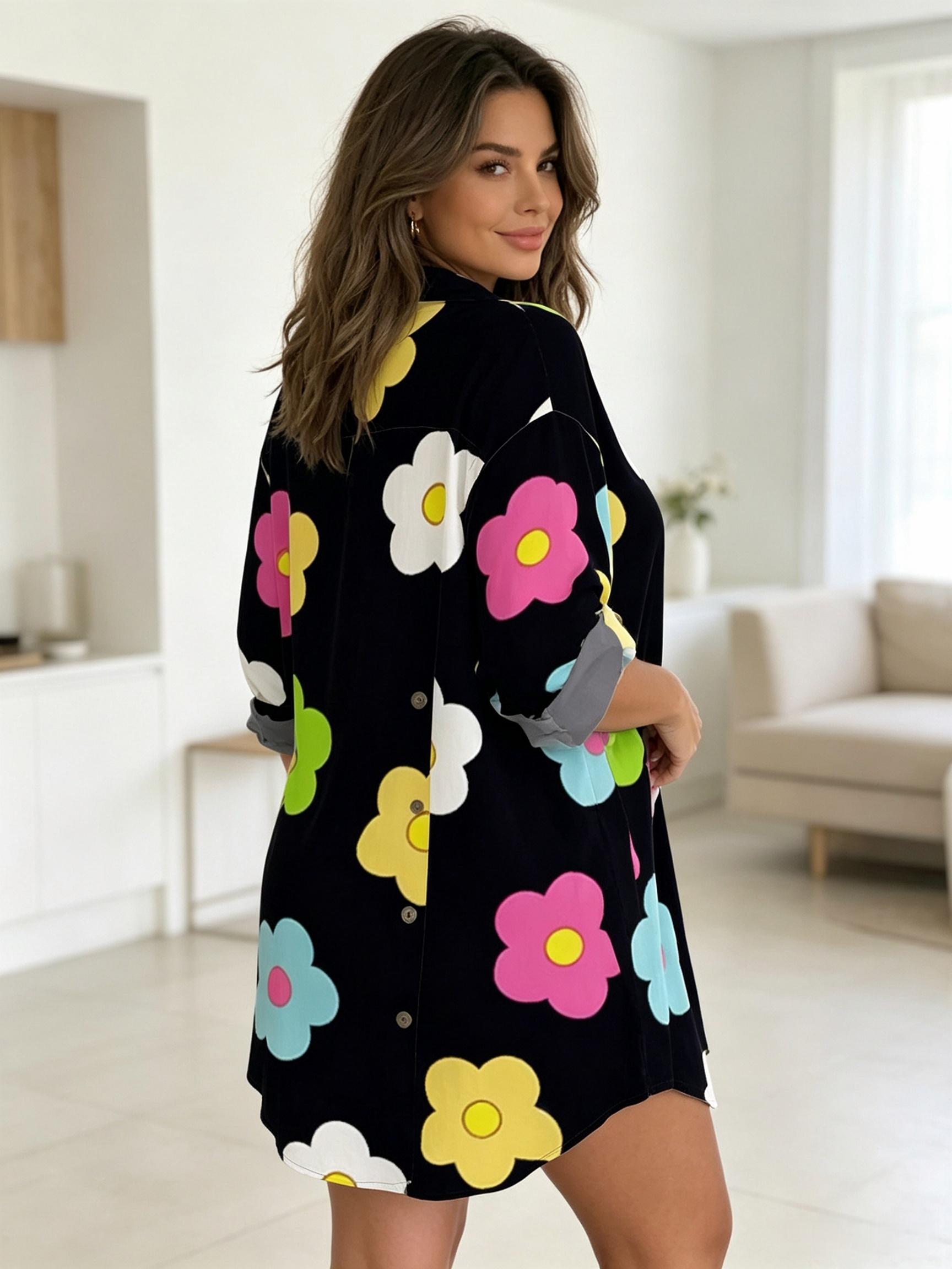 Vestido-camisa com estampa flo - Romper Floral Print avaliação e preço