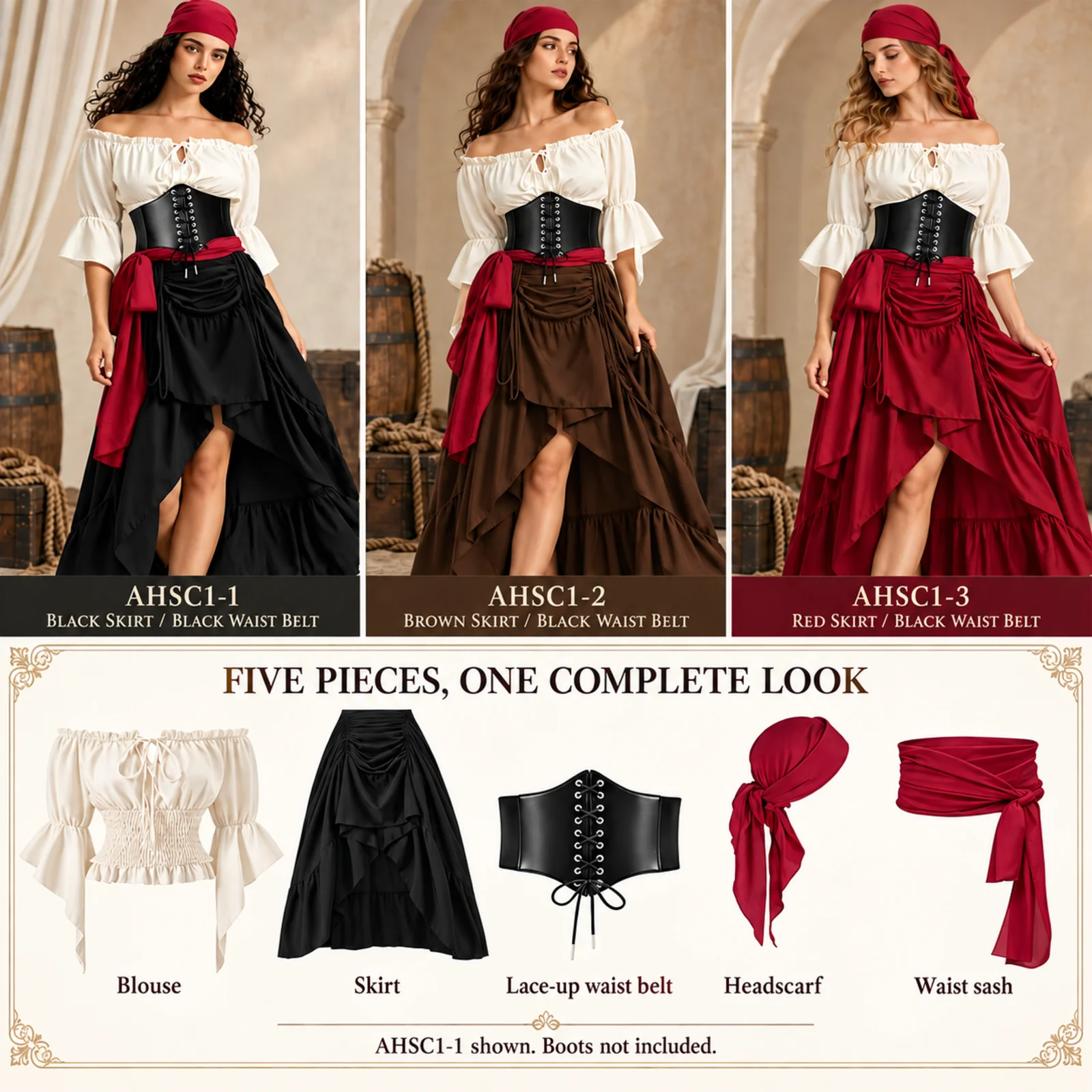 Conjunto de fantasia de pirata - Blouse Off Shoulder avaliação e preço